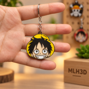 Llavero de Luffy de One Piece sostenido en una mano